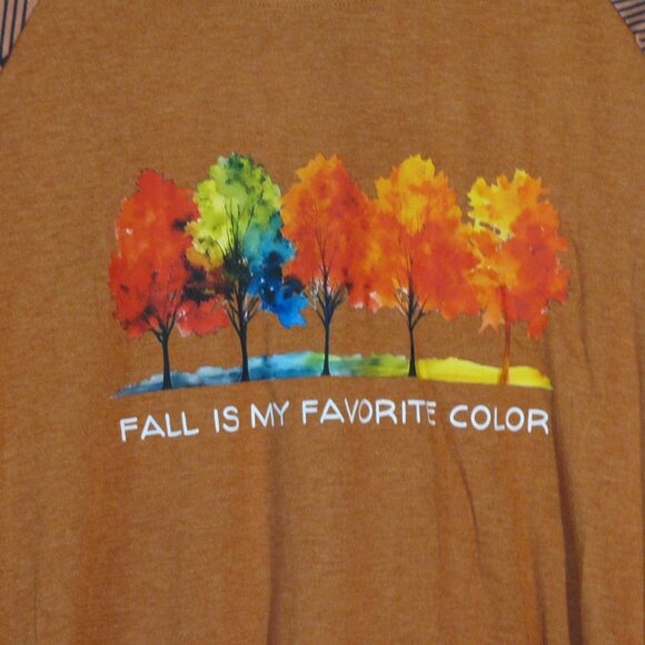 * Unbranded Fall Blouse XL New NWOT Pumpkin Spice Orange Fall Trees Leaves Cute - Picture 2 of 4